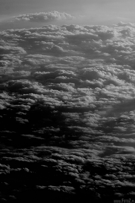 Tafla chmur - Samolot, obłoki, chmury, horyzont, obloki, zachód, puch, 