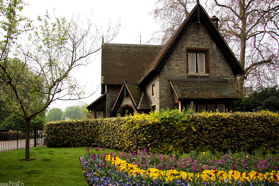 Malowniczy domek - hyde park london, park w londynie, natura, zieleń, kwiaty