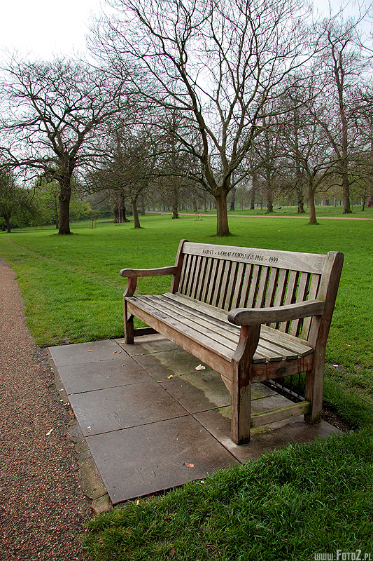 Romantyczna ławeczka - hyde park london, park w londynie, natura, zieleń, przyroda, malowniczy