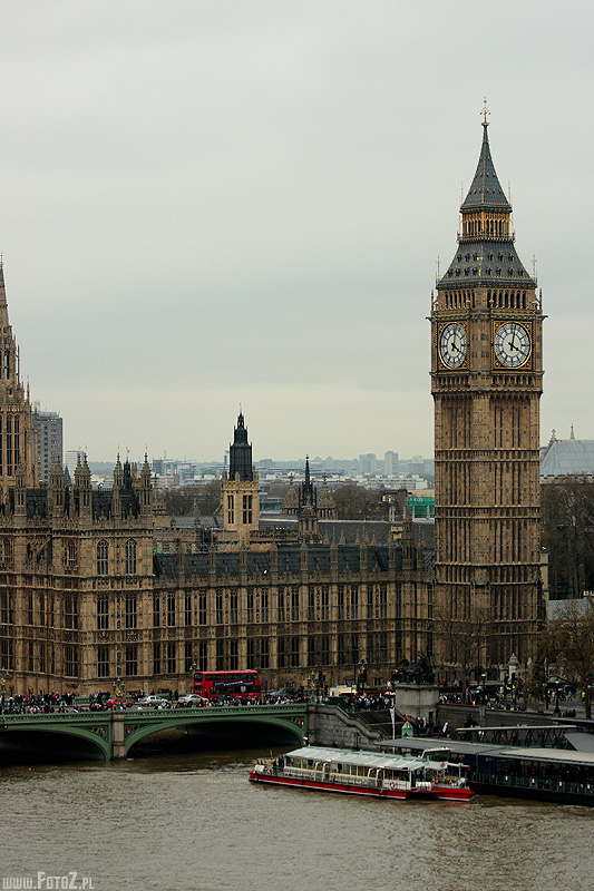 Parlament Angielski - Londyn, zabytki, architektura, London, most, rzeka, Big Ben, odzie