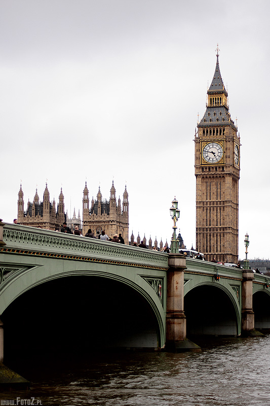 Big Ben - Parlament - Londyn, zabytki, architektura, London, most, rzeka, nowoczesne budowle