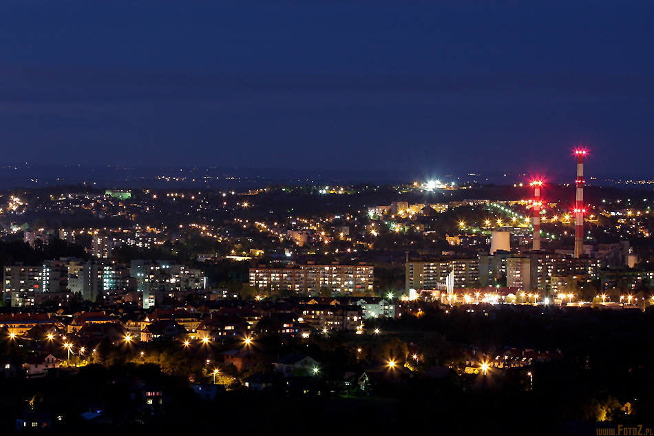 Bielsko noc - panorama bielska, widok na bielsko z dbowca, bielska noc