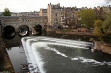 Baht, Somerset, Avon, architektura, zabytki, architektura romańska, rzeka, wodospad, kaskady, most - Pulteney Bridge