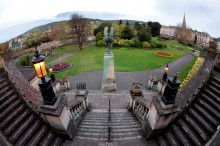 Baht, Somerset, architektura, zabytki, architektura romańska, styl georgiański, rzeźba, posąg, natura, przyroda - Park w Bath