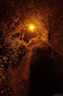 Devizes, Wiltshire, Anglia, noc, przejście - Ciemna dróżka