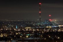zdjcie nocna komorowic, kominy w czechowicach noc - Komorowice i Czechowice